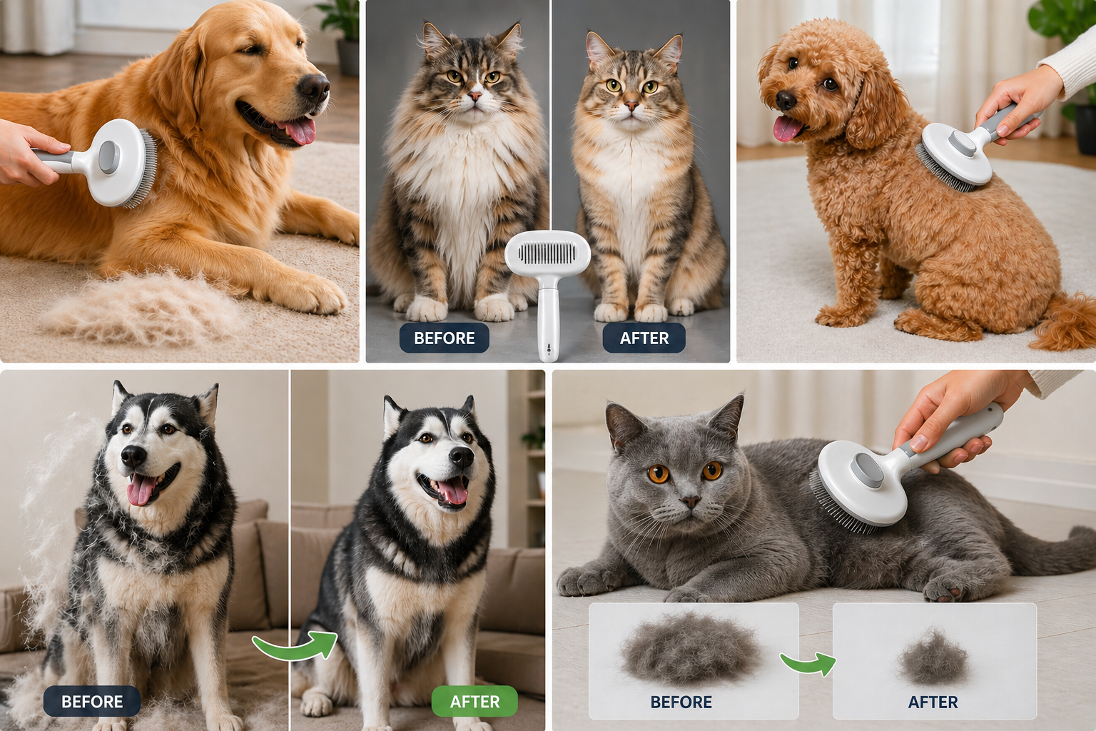 PawSleek Self-Cleaning Deshedding Brush