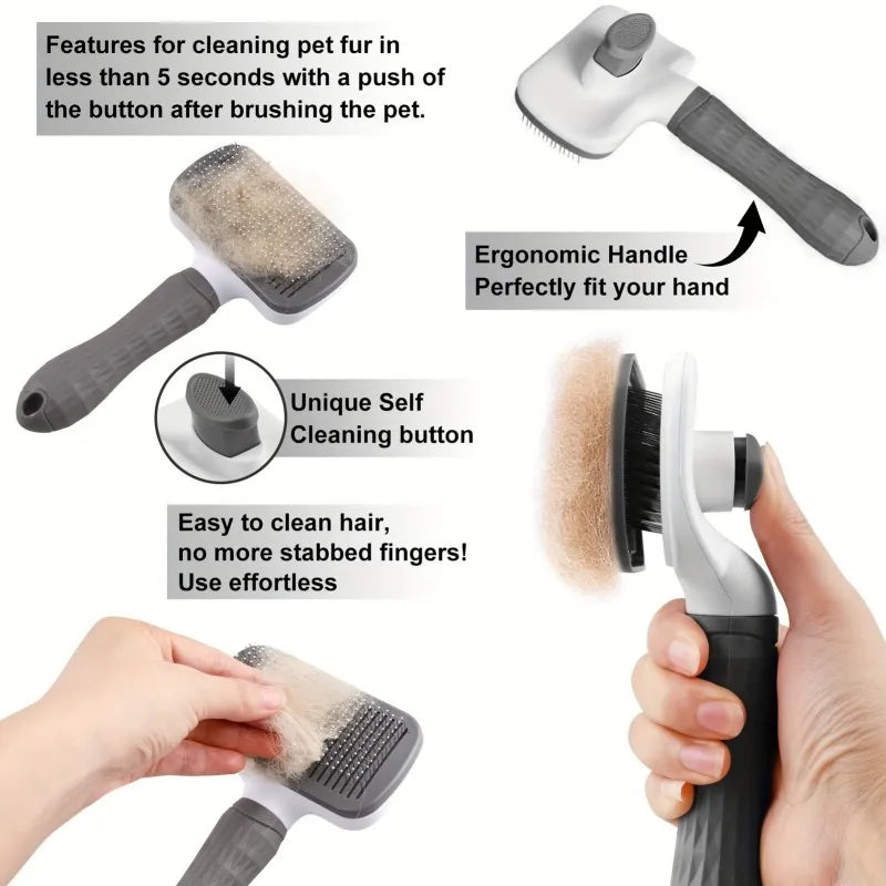 PawSleek Self-Cleaning Deshedding Brush